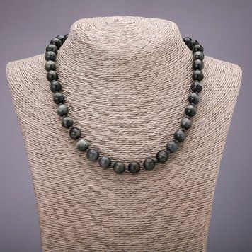 Намисто з натурального каменю Соколине око гладка кулька d-10(+-)мм L-45см 94509 фото