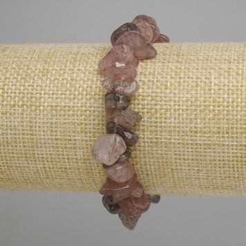 Браслет Клубничный кварц крошка d-7-16х5-8,5 мм +- L- 18 см +- стрейч 91218 фото